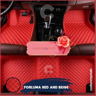 Red with beige custom car mats